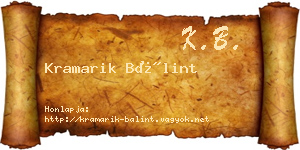 Kramarik Bálint névjegykártya